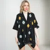 Truedames Cozy Relaxed Fit Open Front Floral Pattern Poncho In Multi