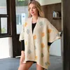 Truedames Cozy Relaxed Fit Open Front Floral Pattern Poncho In Multi