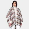 Truedames Cozy Striped Three Tone Ruana Poncho In Multi