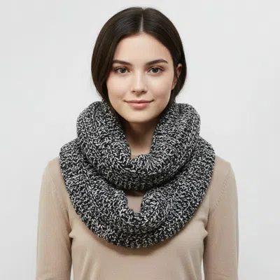 Truedames Cozy Two Tone Knit Infinity Scarf In Gray