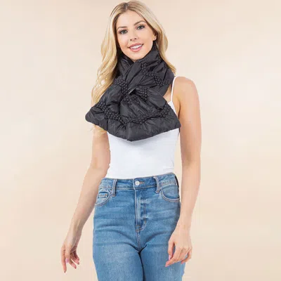 Truedames Cozy Winter Quilted Puffer Scarf In Black