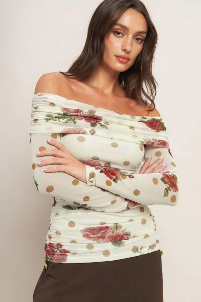 Truedames Cream & Bloom Delight Power Mesh Top In White