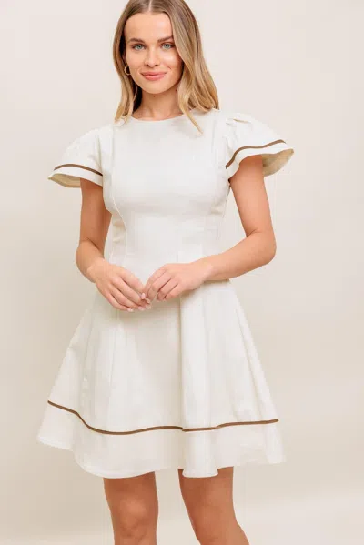 Truedames Cream Milk Tea Woven Mini Dress In White