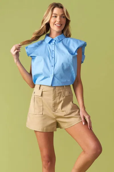Truedames Creating Memories Woven Crop Top In Blue
