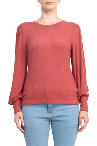 Truedames Crew Neck Long Sleeve Elastic Cuff's Solid Knit Top In Red