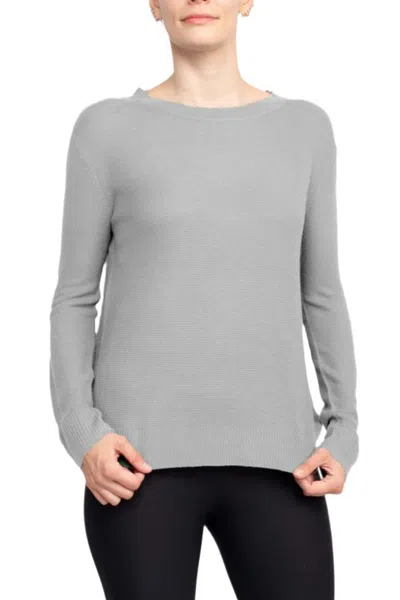 Truedames Crew Neck Long Sleeve Knit Top In Gray