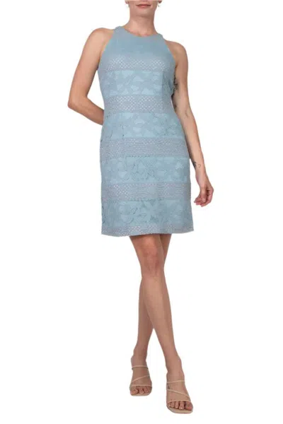 Truedames Crew Neck Racer Zipper Back Lace Dress In Blue