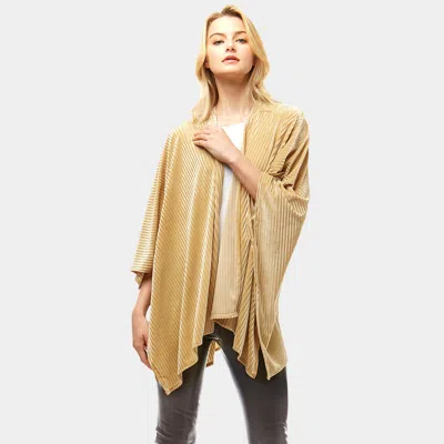 Truedames Crinkle Solid Shawl Cardigan In Yellow