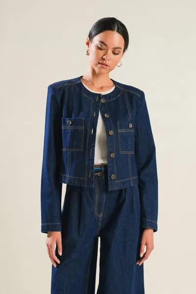 Truedames Crisp Canvas Denim Jacket In Multi