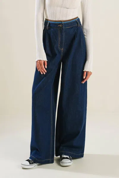 Truedames Crisp Canvas Denim Pants In Blue