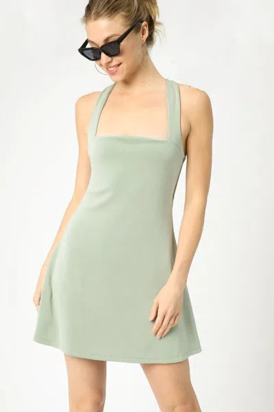 Truedames Crisscross Square Neck Active Dress In Green