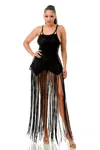 Truedames Crochet Dress Bottom Fringe In Black