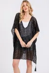 Truedames Crochet Lace Tassel Cover Up In Black