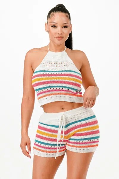 Truedames Crochet Short Set In White