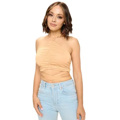 Truedames Crop Halter Top In Nude