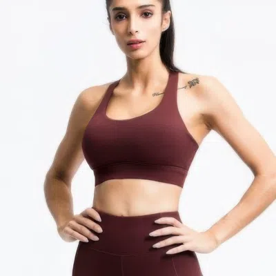 Truedames Cross Back Sports Bra In Burgundy