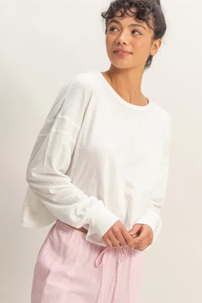 Truedames Cross Detail Open Back Long-sleeve Top In White