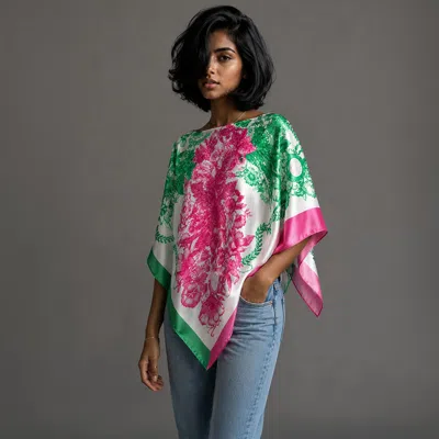 Truedames Cross Flower Print Scarf Poncho In Multi