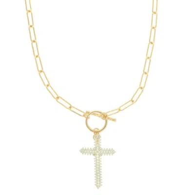 Truedames Cross Pendant Toggle Necklace In Gold