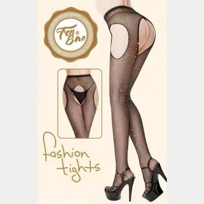 Truedames Crystal Embellished Cut Out Fishnet Pantyhose Tights In Black