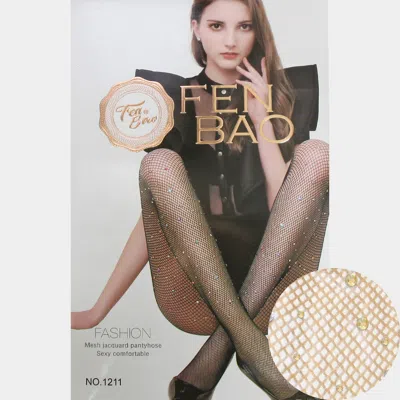Truedames Crystal Embellished Fishnet Pantyhose Tights In Black