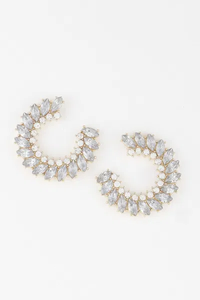 Truedames Crystal Leaf Hoop Earrings In Silver