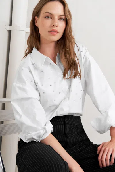 Truedames Crystal Touch Woven Shirt In White