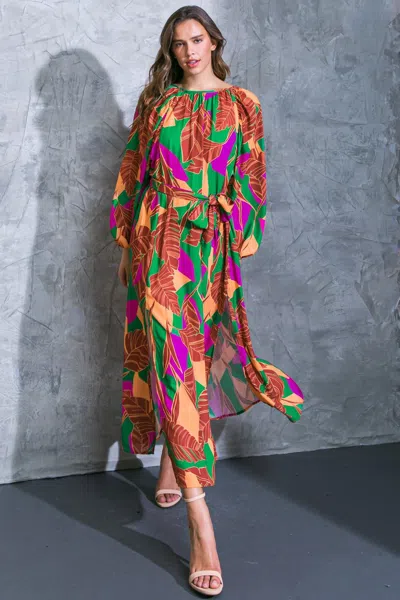 Truedames Cue The Chic Woven Midi Dress In Multi