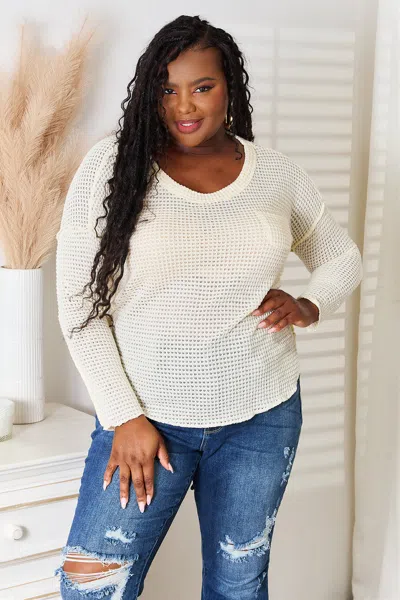 Truedames Culture Code Full Size Scoop Neck Patch Pocket Top In White