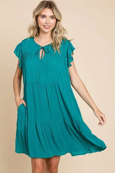 Truedames Culture Code Ruffle Cap Sleeve Tiered Dress In Multi