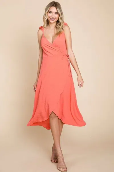 Truedames Culture Code Ruffle Detail Surplice Wrap Slip Dress In Pink