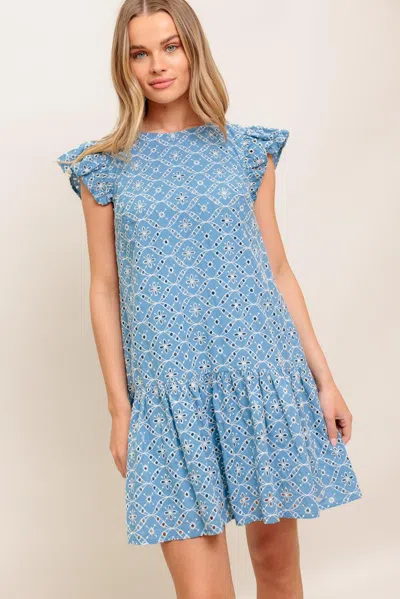 Truedames Cupcake Smile Woven Eyelet Babydoll Dress In Multi