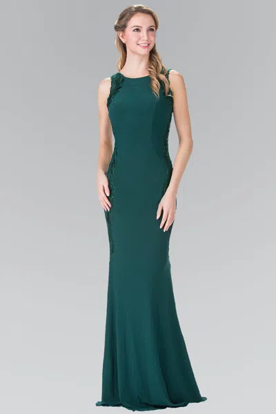 Truedames Cut Out Back Long Bodycon Formal Gown In Green