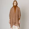 Truedames Cut Out Detailed 37.4" X 33.4" Ruana Poncho In Brown