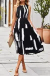 Truedames Cut Out Ruched Fit Sleeveless Ruffle Dress In Multi