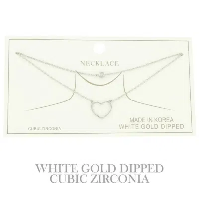 Truedames Cz Gold Plated Heart Cut Pendant Necklace In Multi