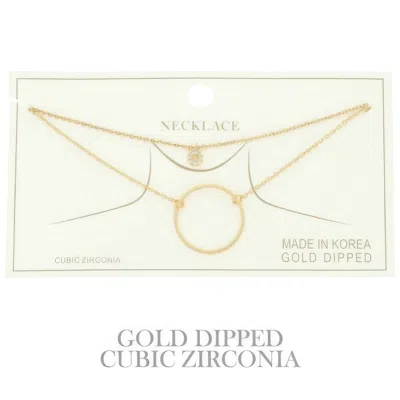 Truedames Cz Gold Plated Round Cut Pendant Necklace