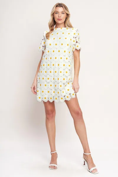 Truedames Daisies And Daydreams Woven Lace Mini Dress In White