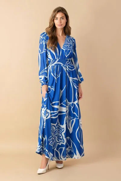 Truedames Dancing Dewdrops Woven Maxi Dress In Blue