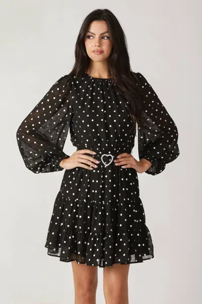 Truedames Dancing In The Rain Woven Mini Dress In Black