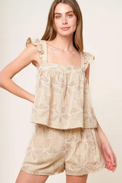 Truedames Darcy Dream Woven Top And Shorts Set In Gray