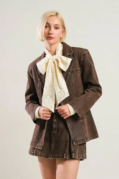 Truedames Daring Confidence Denim Blazer In Brown