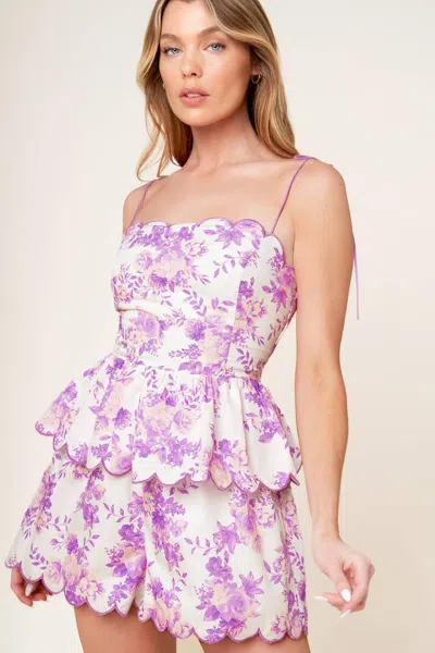 Truedames Daring Diva Lavender Woven Top And Shorts Set In Neutral
