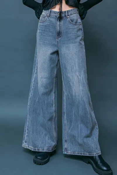 Truedames Daring Trend Washed Denim Pants In Blue