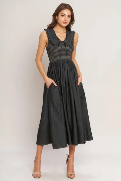 Truedames Dark Elegance Woven Midi Dress In Multi