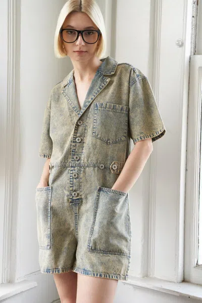 Truedames Day In The Life Denim Romper In Gray