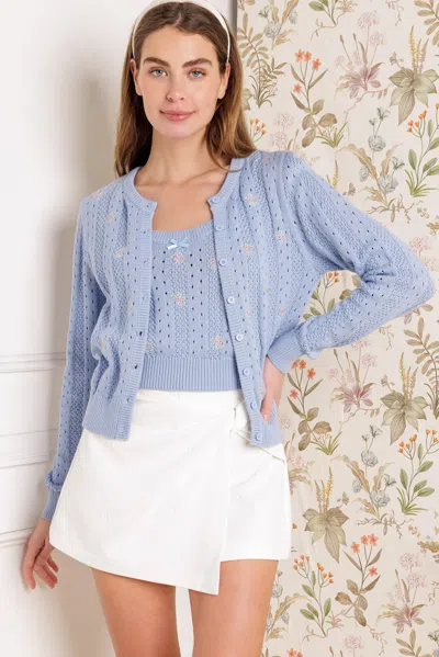 Truedames Days That Fade Sweater And Cardigan Set In Blue