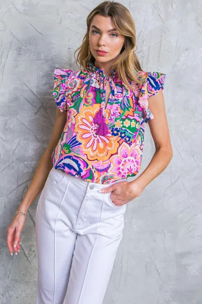 Truedames Daytime Dreams Woven Top In Multi