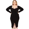 Truedames Deep Round Neck Shirring Detailed Back Plus Size Dress In Black