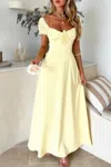 Truedames Deep Square Neck Drawstring Back Fit Dress In Neutral
